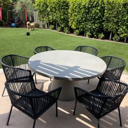 West Elm Table, Chairs, & Cover,  Concrete Table 6 Chairs & Cover  
