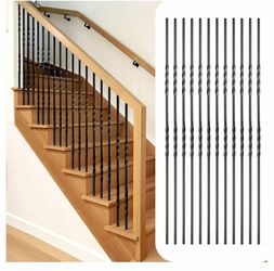 3179: New 12Pack Wrought Iron Balusters 44 Inches Metal Railings Deck Balusters (44, Double Twist)