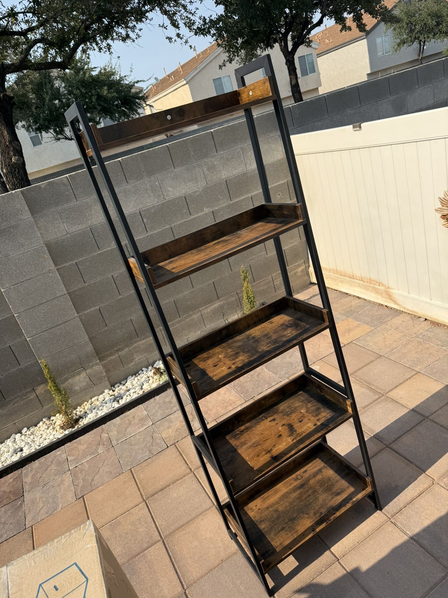 Industrial Bookshelf 5-Tier Bookcase Ladder