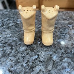 Vintage Rare Japanese Boots Pair of Salt and Pepper Shakers. Size approximately 2 inches tall.  Preowned.  Stamped on the bottom in red “Japan”.   