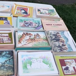VINTAGE NEW  CATS AND OTHER WILDLIFE  ANIMALS  NOTE  CARDS WITH ENVELOPES, APPROX 75+