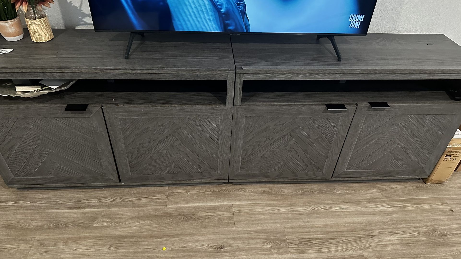 Herringbone TV Stand Gray (Must Sell ASAP)