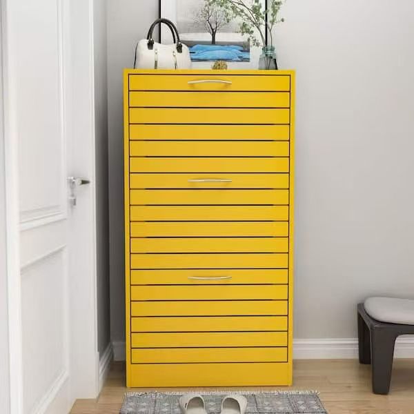 42.3 in. H x 22.4 in. W Yellow Wooden Shoes Storage Cabinet, with 3-Drawers for Entryway Hallway（KF200198US-03PDC-001)