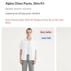 DOCKERS Alpha Chino Pants, Slim Fit - 31 x 32, Sharkskin Grey