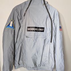 Members Only Space Suit Silver Reflective Pullover Jacket 