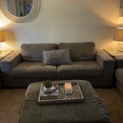 Elegant Dark Grey Couch Set , Side Table ،ottoman 