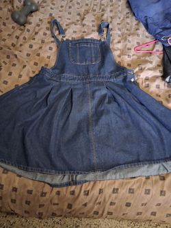 Women denim overalls  jean blue 4xl