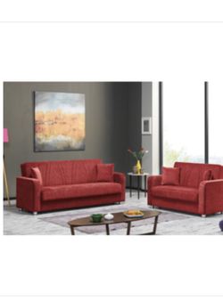 Brand new 2 pce sofa love 💕 seat converts to bed on sale for $649 we deliver visit us 💝