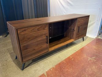 WALKER EDISON MCM Glass Shelf Tv Stand