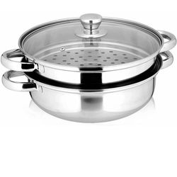  2 Piece Stainless Steel Stack and Steam Pot Set - and Lid,Steamer Saucepot double boiler…