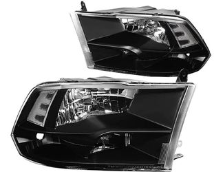 09 to 18 Dodge Ram Headlights OEM STYLE Luces Micas Calaveras Faros Focos Luz Light Black Housing Clear