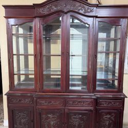 Mahogany china hutch/display cabinet with light