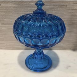 🔵FENTON BLUE LARGE COMPOTE W/LID🔵