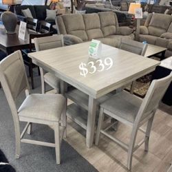 Elegant 5-Pc Light Gray Counter Height Dining Set 
