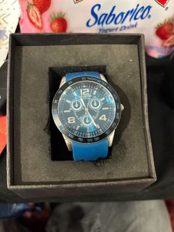Unlisted Chronograph Watch Blue Rubber Strap