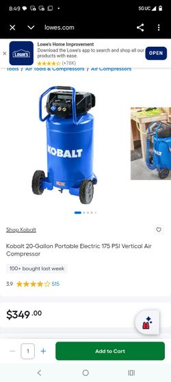 Kobalt20-Gallon portable Vertical Air Compressor