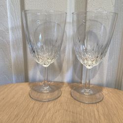 Set of 2 Vintage Cristal D'Arques-Durand Diamant Water Goblet Glass Crystal 6.5”