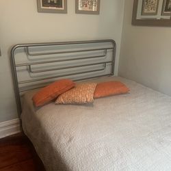 Queen headboard, frame, mattress and box spring