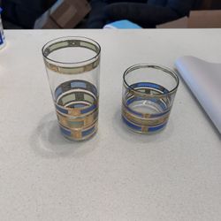 1960’s Full Set Of Tall Glasses And Full Set Of Rock Glasses I Perfect Shape