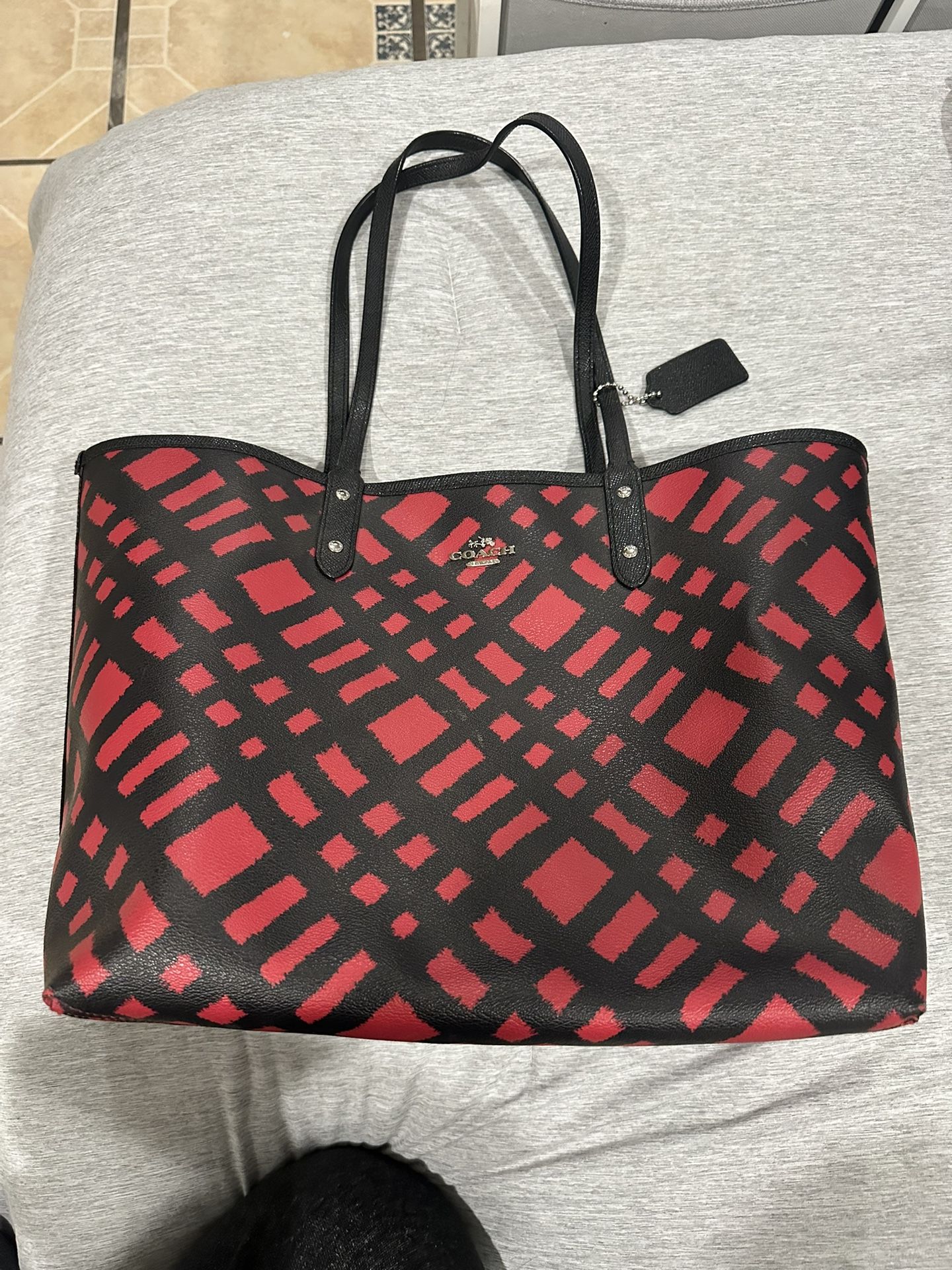 Coach Red and Black Tote Bag