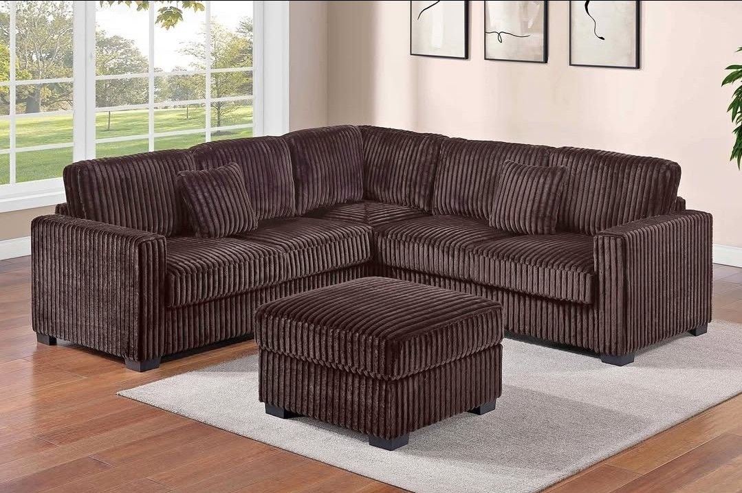 BRAND NEW 4PCS SECTIONAL SOFA SET WITH OTTOMAN AND ACCENT PILLOW INCLUDED $569