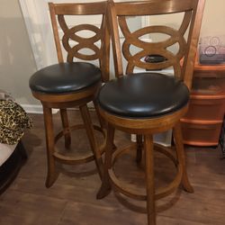 Wood  Swivel   Bar Stools
