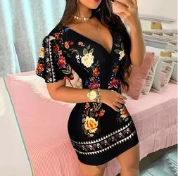 Bodycon Mini Floral Dress