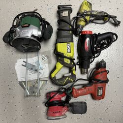 Power Tools- Ryobi Drill Sander Sawsaw Router