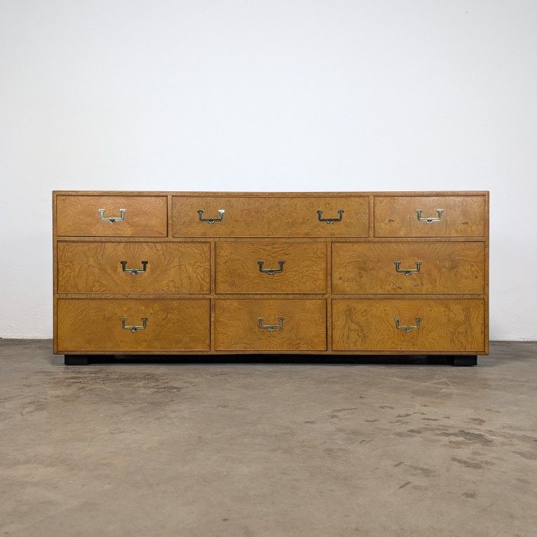 Mid Century Modern Burl Wood Campaign Dresser by John Widdicomb, c1960s