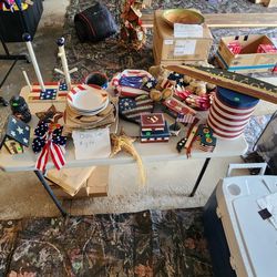 Lot Of Red White And Blue Decor 