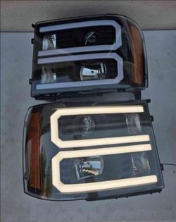 07-13 Gmc Sierra LED DRL Projector Headlights Luces Focos Micas Faros Faroles Headlamps
