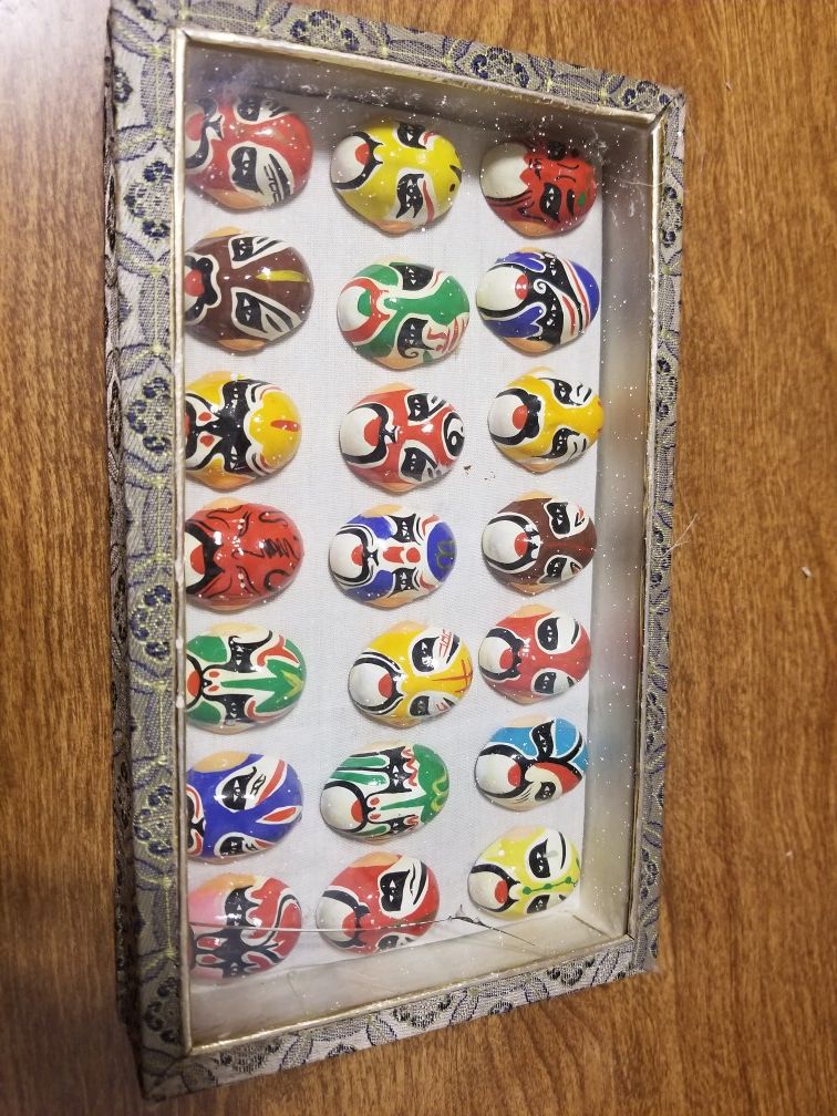 Chinese or Japanese Mini Opera Masks - Decorative 21 Piece Set