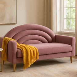 Sofa, Comfy Couch with Spring Cushions, Small Sofa for Small Spaces, Mid Century Modern Linen Upholstered 2 Seater for Living Rooms/Bedrooms/Office, W