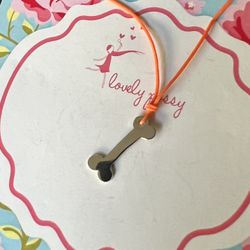 925 Sterling Silver Bone Symbol Pendant Thread Necklace 