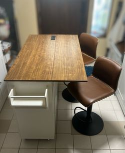 Brand New Rolling Kitchen Island and Two stools