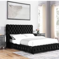 Black Queen Size Tufted Frame Only