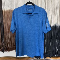 Heathered blue Bermuda Sands polo with Kings River Golf and Country Club 2021 Men’s Invitational embroidery on the left arm; perfect condition
