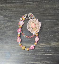 Handmade Beaded  with Cameo Pendant Bag Chain