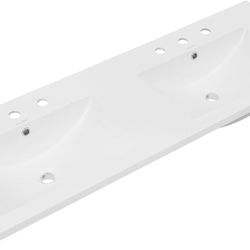 48" Ceramic Vanity Top Double Basins with 3 Holes   Color Glossy White Material Ceramic Size 48 Inch Product Dimensions 47.88"D x 18.5"W x