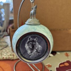 Vintage 1977 Set Of 2 Bradford Editions Wolf Ornaments