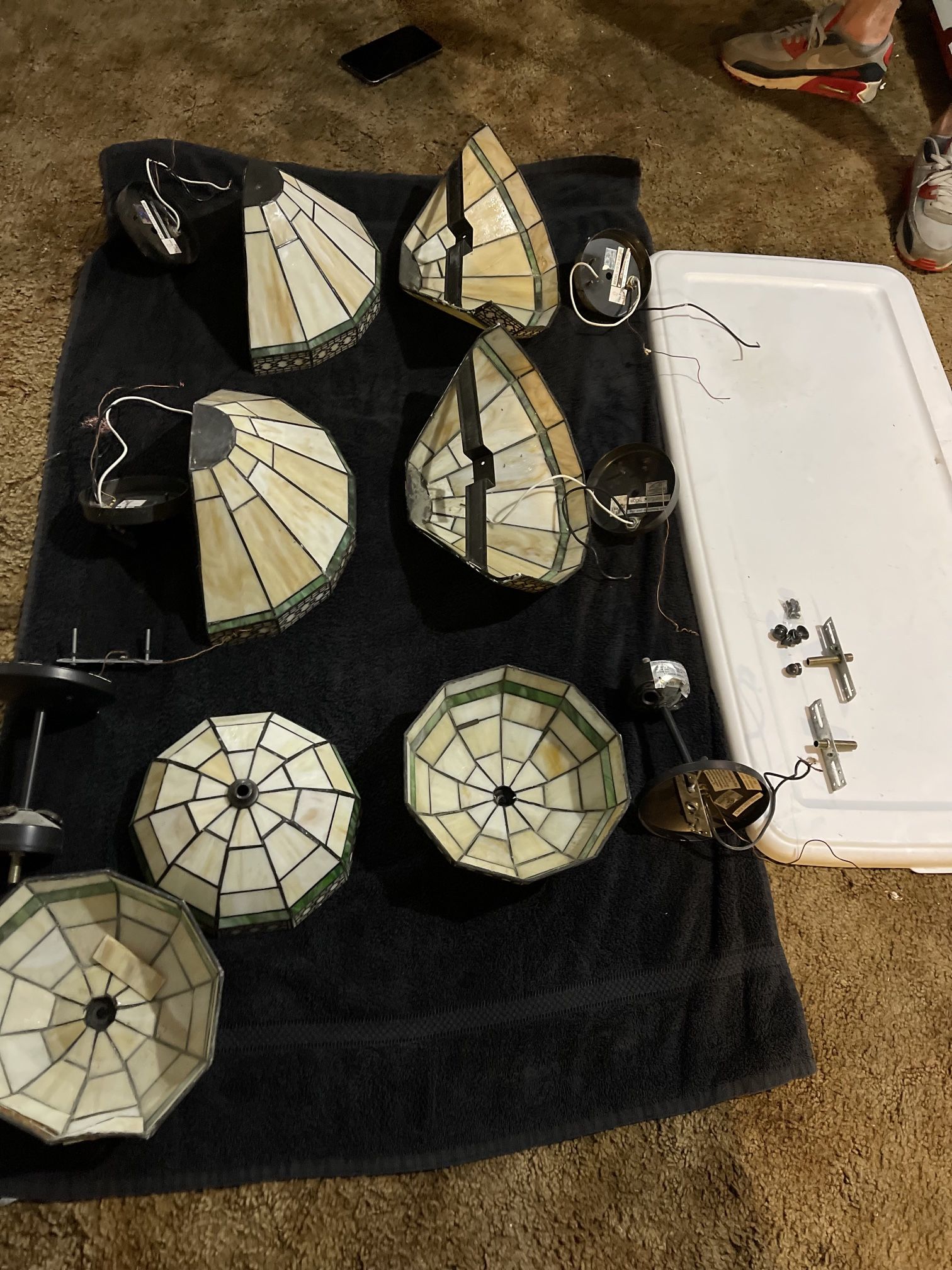 Vintage Tiffany Style Stained Glass Sconces 