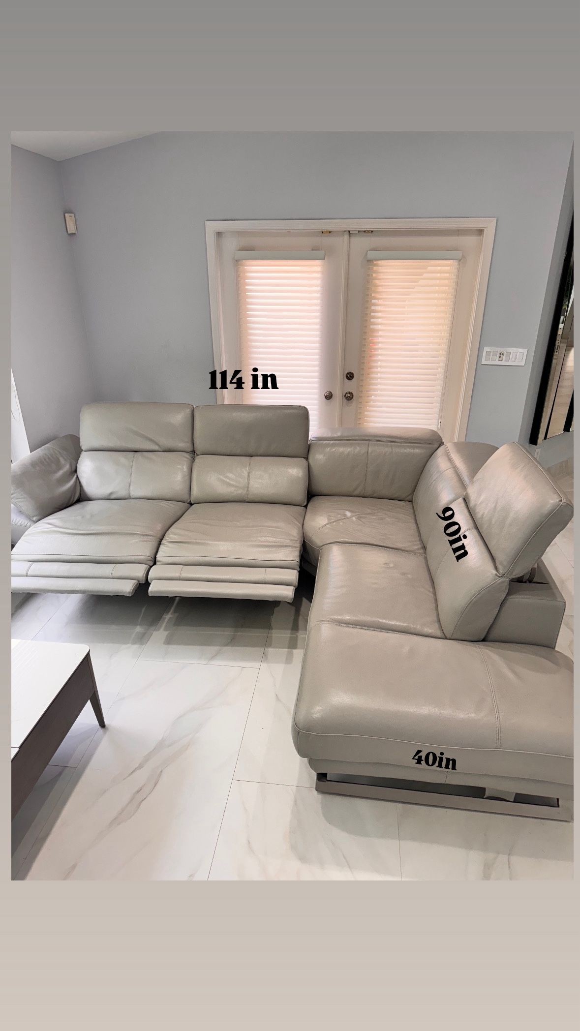 L- shape Power recliner sectional couch,and pull-out table