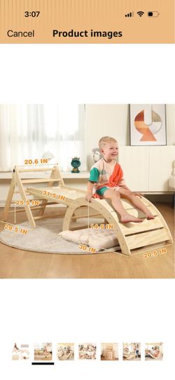 Wooden Toddler Climbing Set with Arch and Ladder