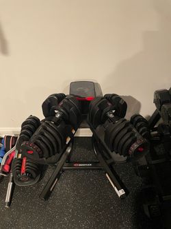 Bowflex 1090 dumbells/rack