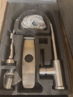 Commercial Pull-Down Kitchen Faucet - Brushed Nickel (Brand New in Box) Upgrade your kitchen with this professional-grade, high-arc pull-down kitchen 
