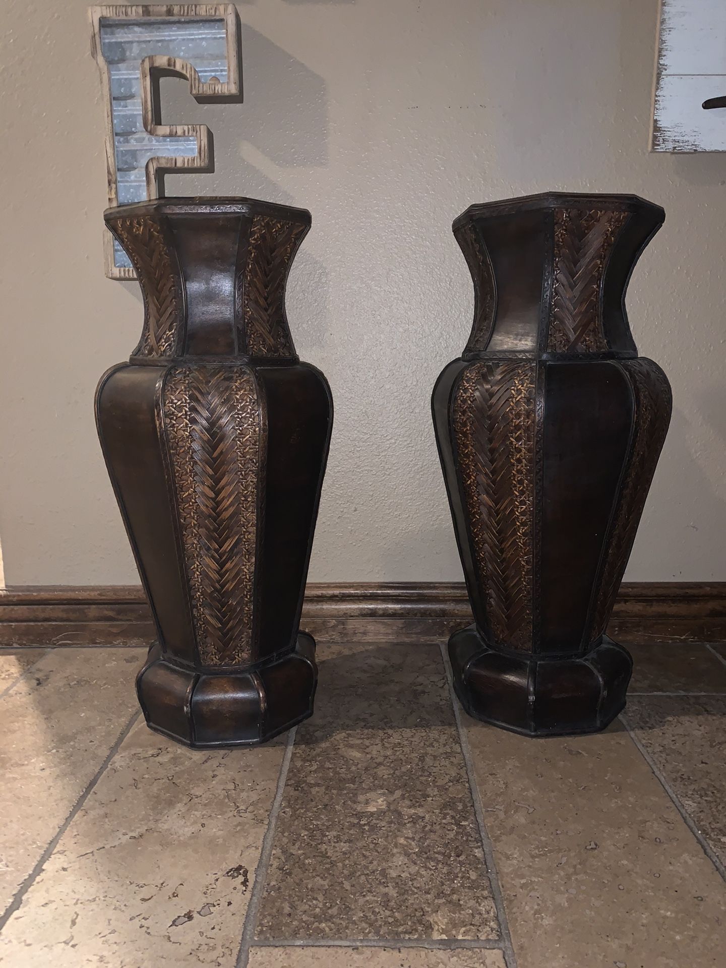 Faux wood vases