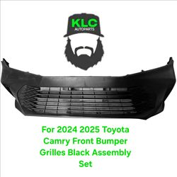 For 2024 2025 Toyota Camry Front Bumper Grilles Black Assembly Set