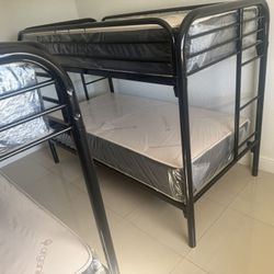 2 Twin Over Twin Bunk Bec With 4 Mattress All New Furniture And Free Delivery 