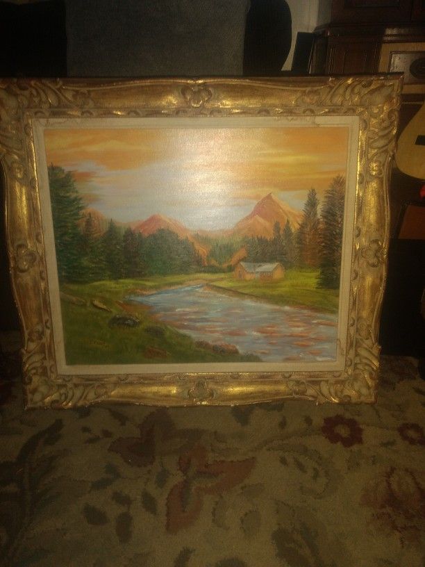 Countryside Oil Painting Gold Frame