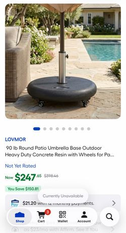 Wheelie Concrete Filled Resin Patio Umbrella Base
